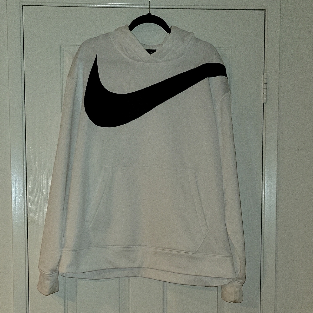 Nike Men's White and Black Hoodie